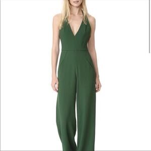 Black Halo Jordan Jumpsuit Green Nirvana Wide Leg Sleeveless Racerback Size 2